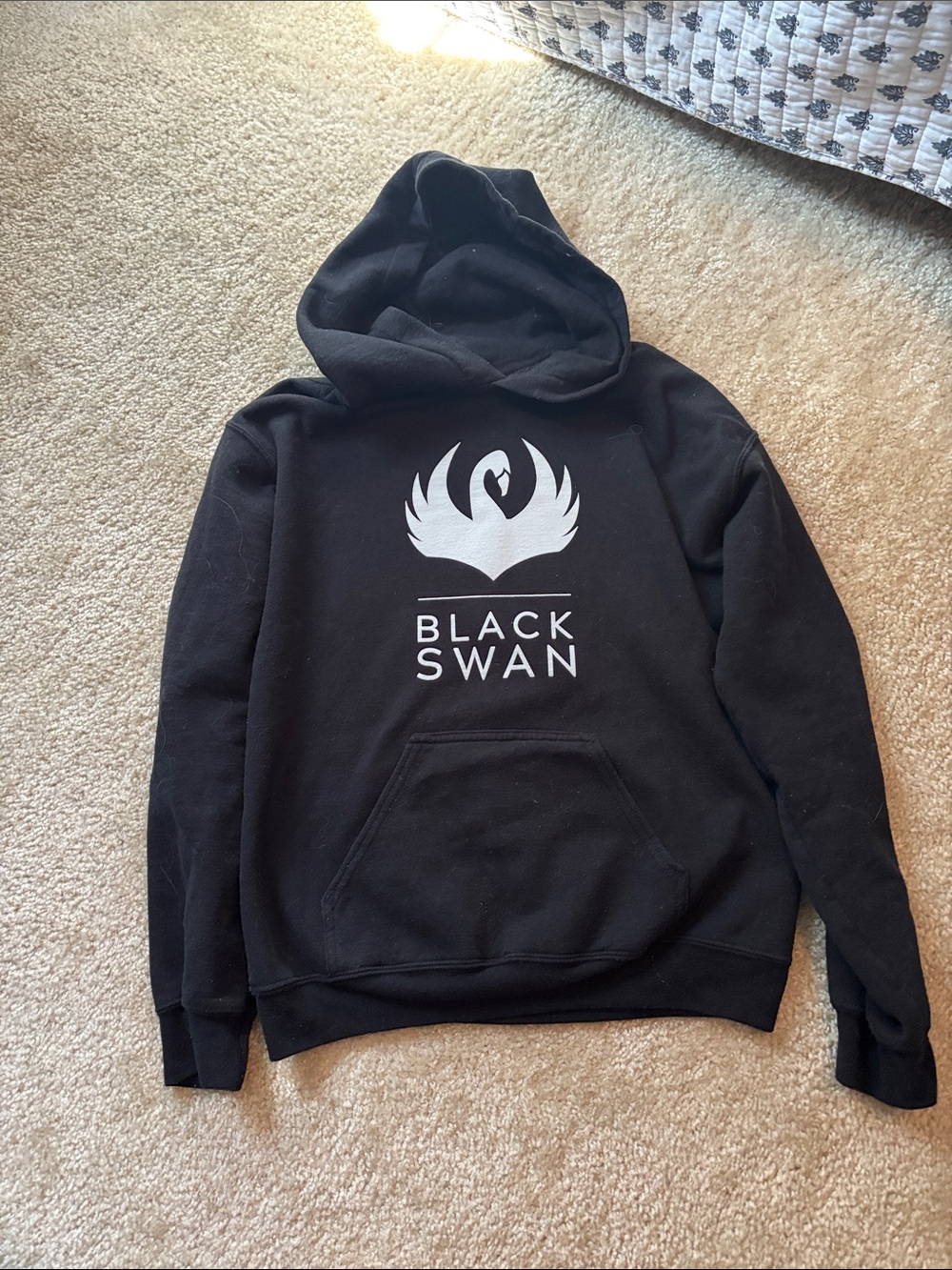 Black Swan Black Hoodie with White Logo